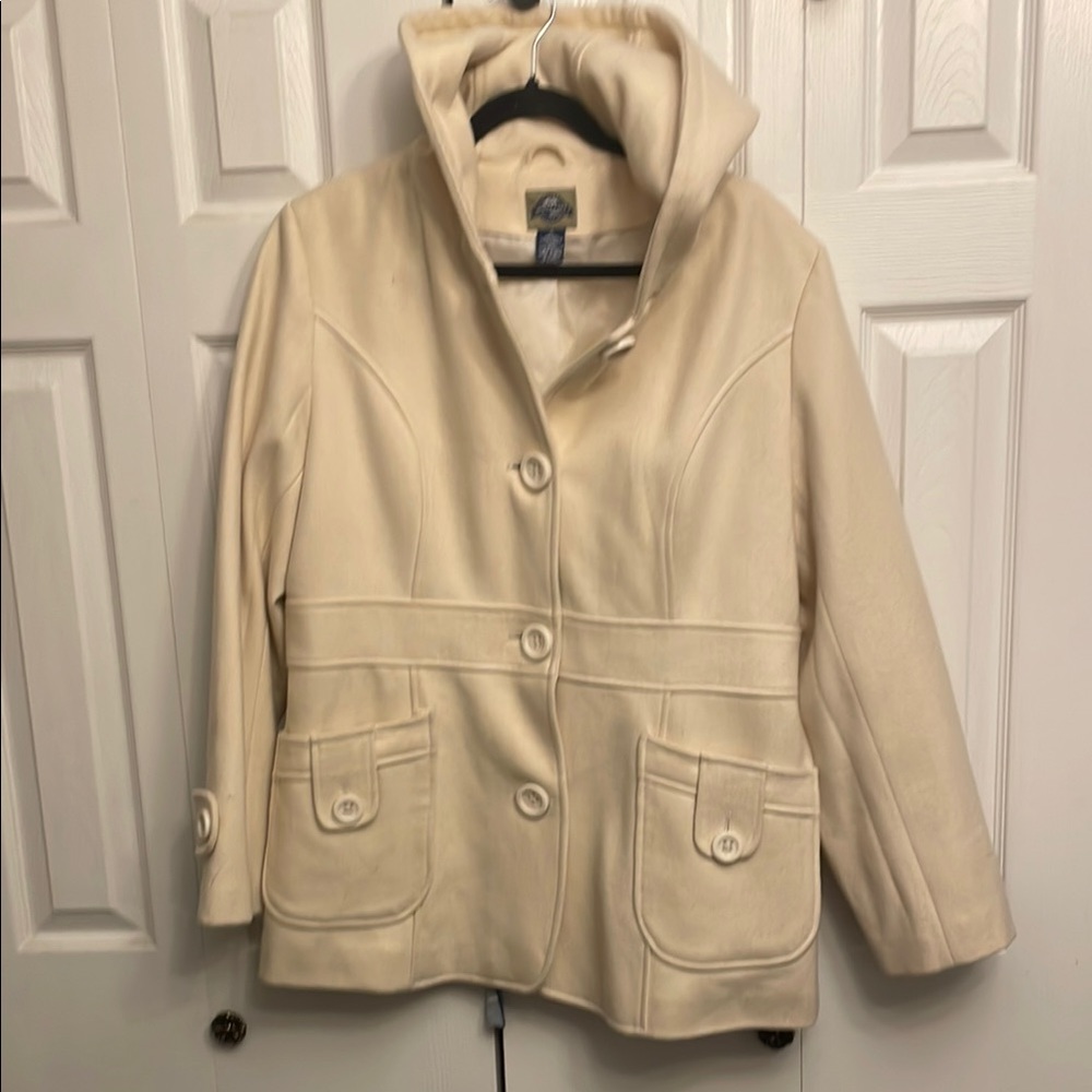 Cream Hooded Pea Coat